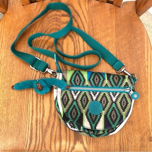 KIPLING Lucy, Crossbody Bag, Teal/White/Green/Black/Brown, 6.5”x8” - Picture 14 of 14